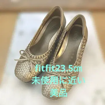fitfit 골드 뜨개질 펌프스 리본 포함 23.5cm