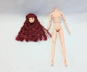 모모코 인형 안즈 헤드만, 빨간색 가발, 르네 인형 바디, 정크
