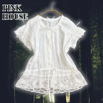 PINK HOUSE 00s 페어리 그런지 모리걸 레이스 블라우스 화이트