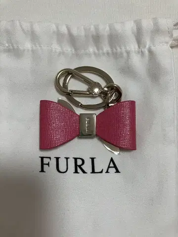 FURLA 리본 참 키링 핑크