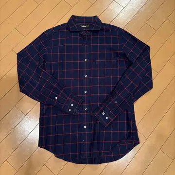 Paul Stuart 네이비 레드 체크 셔츠