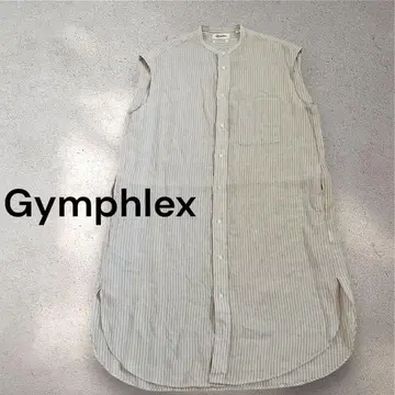 Gymphlex 플랜더스 린넨 스트라이프 슬리브리스 셔츠 원피스