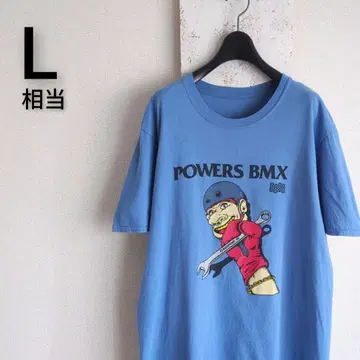구제 의류 POWERS BMX 티셔츠 아트 T 블루 블랙 플래그 L