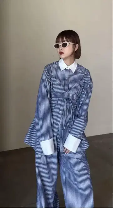 MAISON SPECIAL 스트라이프 오버 사이즈 셔츠 뷔스티에 포함