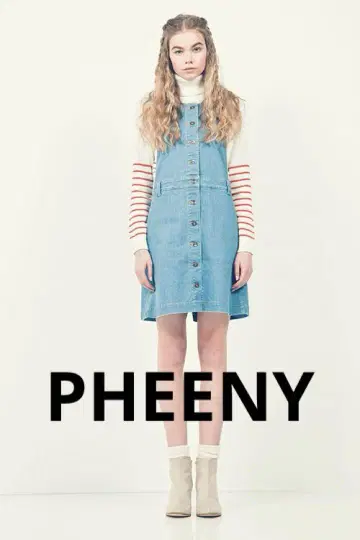 PHEENY 데님 원피스 오버롤 일본제 프론트 버튼 사이즈 1
