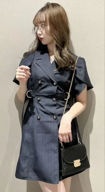 더블 버튼 자켓 미니 원피스 네이비 S