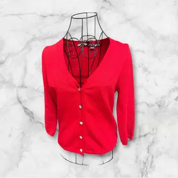 MARY QUANT LONDON 레드 가디건 반소매