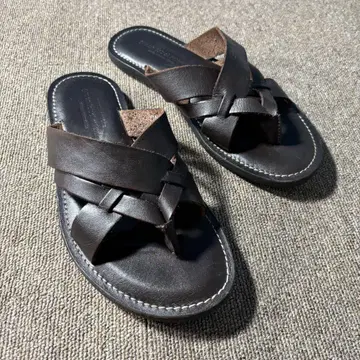 UNITED ARROWS 가죽 브라운 뜨개질 샌들
