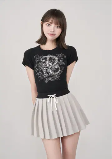 다리치 DR 비쥬 플라워 니트 탑 블랙