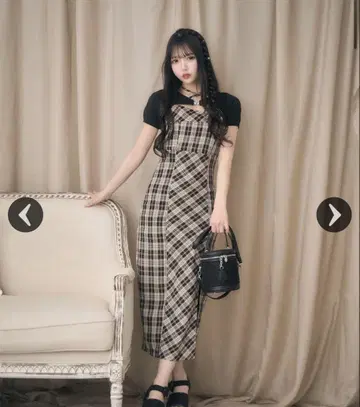 미셸 마카롱 앙상블 체크 원피스