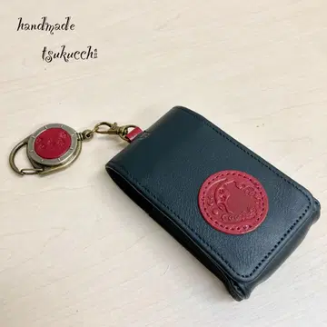 천연 가죽 핸드메이드 립 케이스 릴 포함 고양이 실루엣 발바닥 거울 포함
