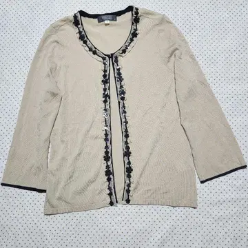 프랑코 페라로 레이온 베이지 플라워 모티브 비즈 가디건 3