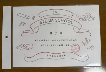 JAL STEAM SCHOOL 수료증  PEPEAR AIRPLANE