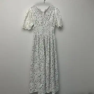 화이트 레이스 반팔 롱 원피스 레이스