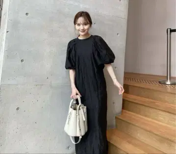 Mila owen 볼륨 슬리브 내로우 플레어 원피스