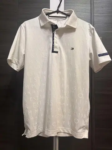 타미힐피거 피케 셔츠 화이트 화이트 로고 셔츠