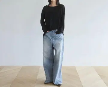 시루무린 와이드 허리 배기 SRN05 23 빈티지 블루