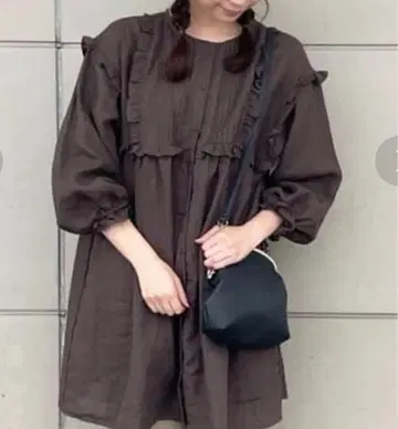 사만사 모스모스/프릴 절개 린넨 튜닉 블라우스 린넨