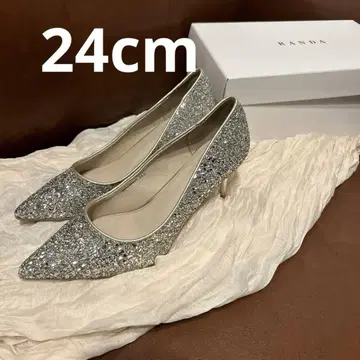 24cm RANDA 실버 글리터 하이힐 라메 펌프스 결혼식