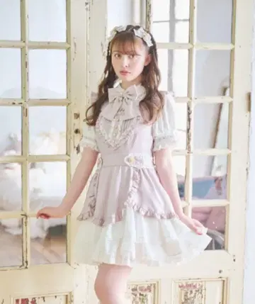 LIZLISA 하트 에이프런 원피스 핑크