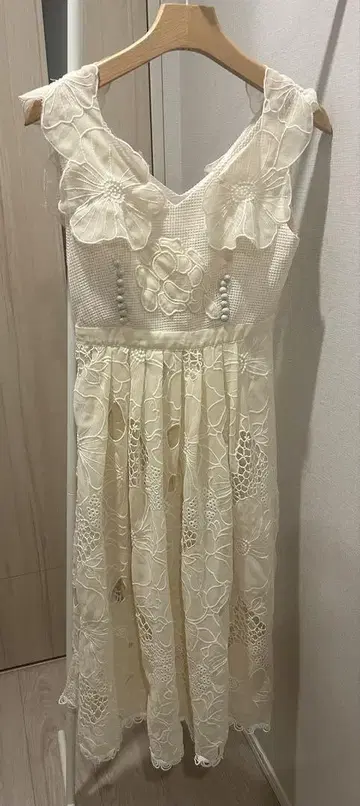 아이보리 레이스 프릴 원피스 S