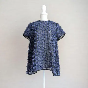UNITED ARROWS 리본 컷 자카드 숏 슬리브 블라우스