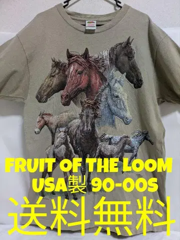 FRUIT OF THE LOOM 말 애니멀 무늬 USA제 90-00s