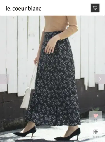 르 쿨 블랑 빈티지 프린트 스커트