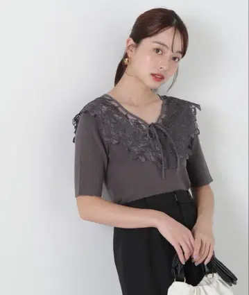 택 포함 새상품, 프로포션 케이프풍 레이스 니트