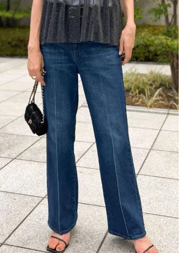 센터 프레스 하이 웨스트 데님 XXS