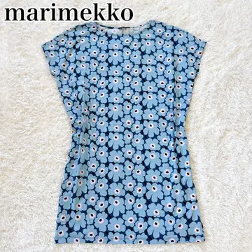 marimekko 마리메꼬 우니코 반팔 원피스 꽃무늬 스카이블루 M