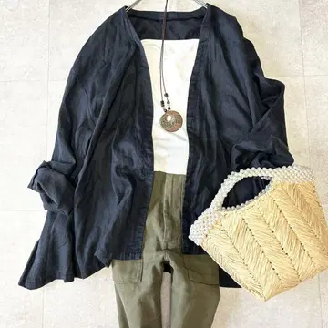 새상품급 네스트로브 nest Robe 린넨 가디건 겉옷 블랙 린넨