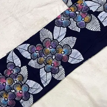 유카타 다크 네이비 도서 염색 꽃무늬 코마 손바느질 유카타