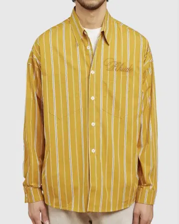 RHUDE 스트라이프 장팔 소매 셔츠 L