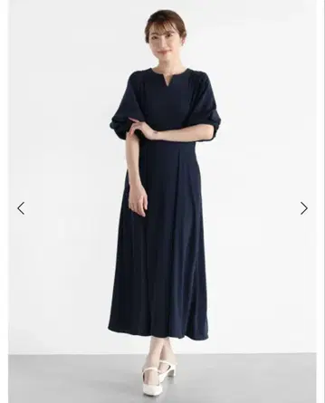 이번 시즌 신상품 Vin NAVY 퍼프 슬리브 원피스 심플 포멀 원피스