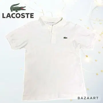 LACOSTE 라코스테 원포인트 자수 악어 로고 피케 셔츠 화이트 화이트