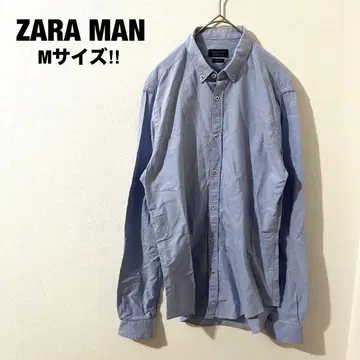 ZARA MAN 긴팔 셔츠 블루 M 슬림핏 남성용 심플