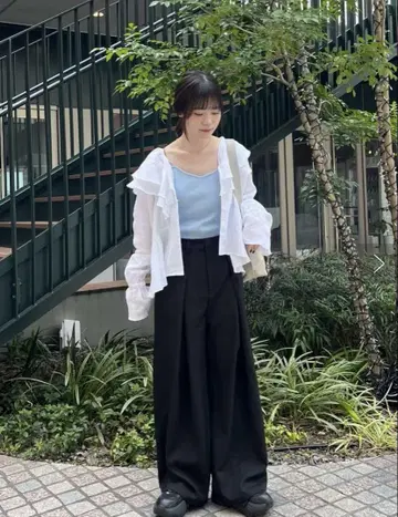 턱 슬랙스 팬츠 블랙