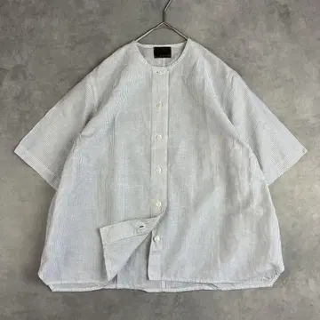 오로네 코튼 노카라 오버 사이즈 블라우스 셔츠