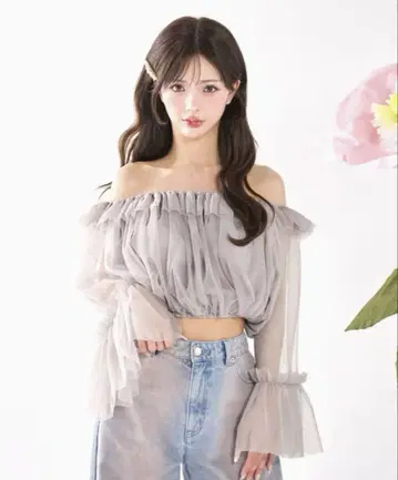 미사용 새상품 택 포함 darich 오프숄더 튤 볼륨 상의