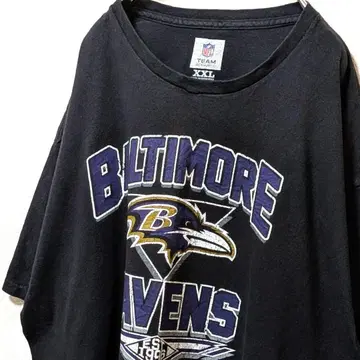 NFL 볼티모어 레이븐스 빅 로고 티셔츠 블랙 검정 2XL 구제 의류