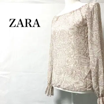 ZARA 페이즐리 무늬 개더 오프 넥 긴팔 블라우스