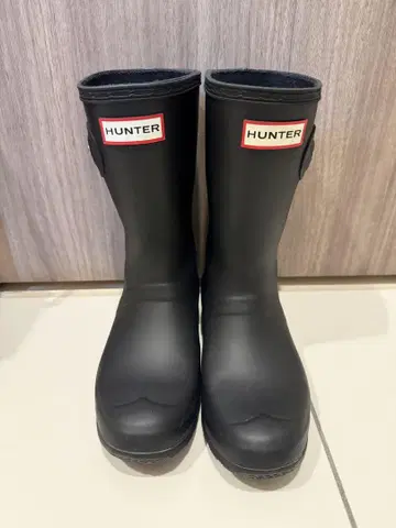 HUNTER 블랙 레인 슈즈 EU37