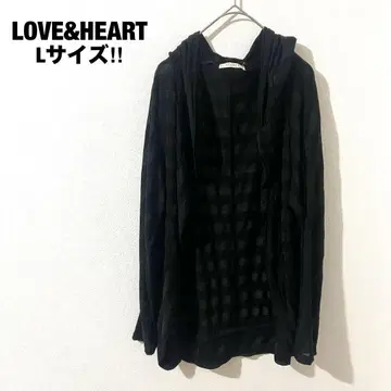 LOVE&HEART 가디건 체크 무늬 블랙 빅 사이즈 L 겉옷