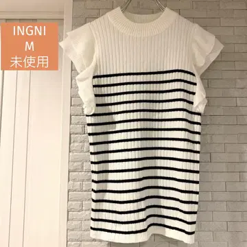 미사용 INGNI 잉그 슬리브리스 썸머 니트 프릴 소매 보더 새상품급