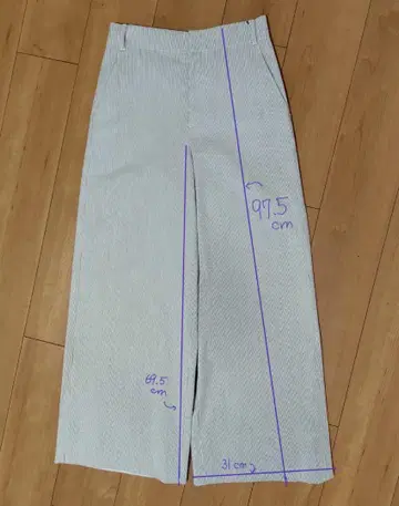 스트라이프 와이드 팬츠 23구 M 사이즈