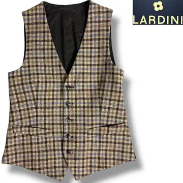 J7342 새상품급 라르디니 체크 무늬 베스트 브라운 42 LARDINI