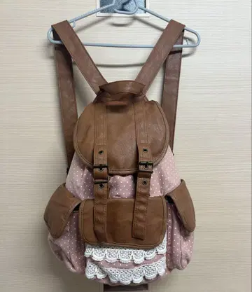 도트 무늬 레이스 장식 백팩 핑크 y2k 공주, 모리걸