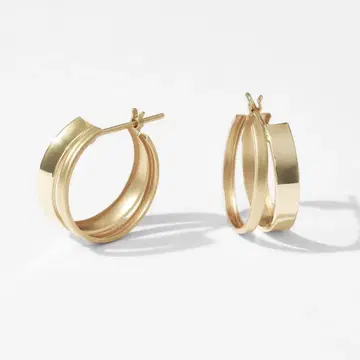미사용 Jewel closet by L&Co. K10 더블 후프 귀걸이