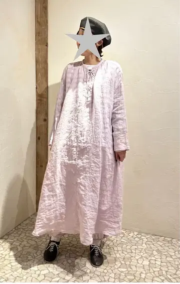 nest Robe 린넨 천연 염색 오미 사시 레이스업 원피스